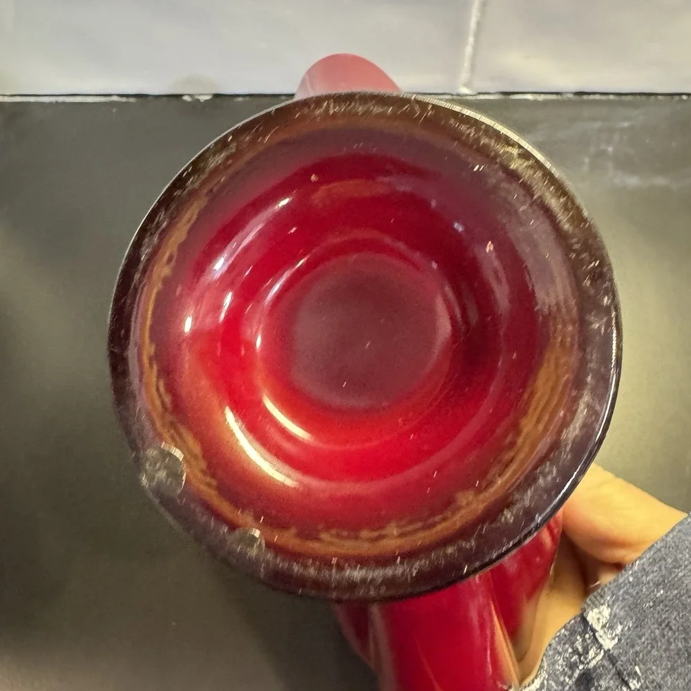 Fenton Vintage Mandarin‎ Red Fan Vase. Unmarked, No Damage